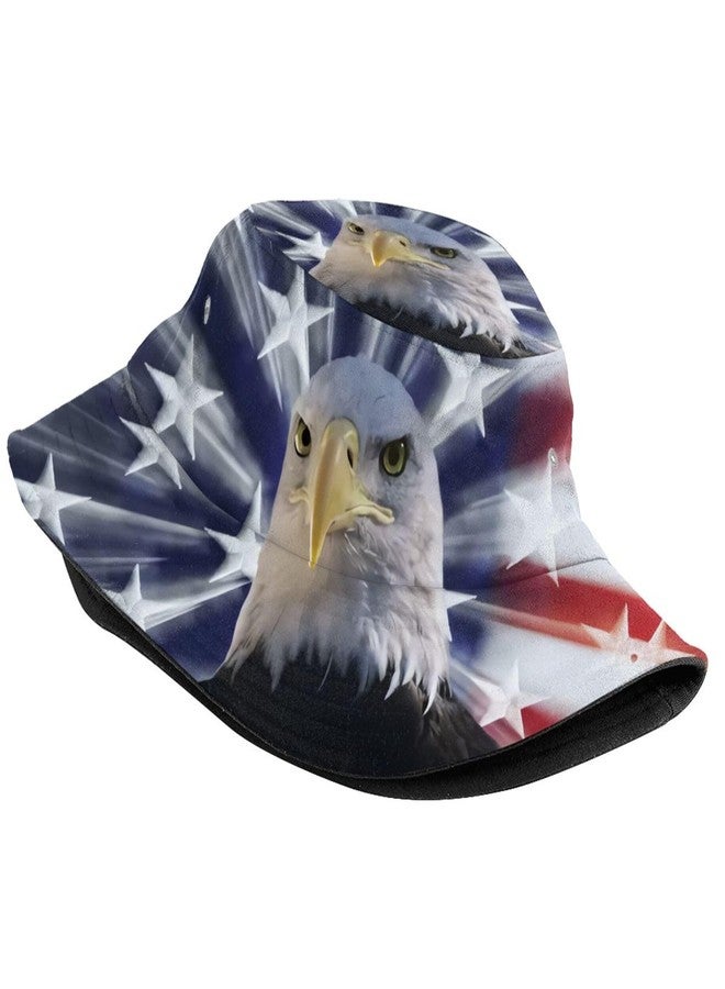 KKRMTUG Bald Eagle and American Flag Bucket Hat for Women Men Packable 4th of July USA Flag Fisherman Hats Summer Travel Beach Outdoor Sun Caps - Image 2